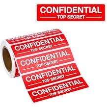 500pcs Confidential Top Secret Stickers for Special Handling Documents, 4" x 1" Bright Red Perforated Labels