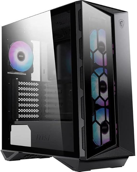MSI MPG GUNGNIR 110R - Premium Mid-Tower Gaming PC Case - Tempered Glass Side Panel - 4 x ARGB 120mm Fans - Liquid Cooling Support up to 360mm Radiator - Two-Tone Design