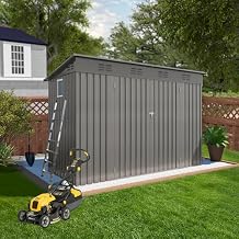 YOPTO 4x9 FT Outdoor Storage Shed,Metal Shed W/Window,Garden Storage Shed W/ 6 Air Vents & 2 Swing Doors,Weatherproof Tool House W/Sloped Roof,for Backyard Patio Lawn,Gray