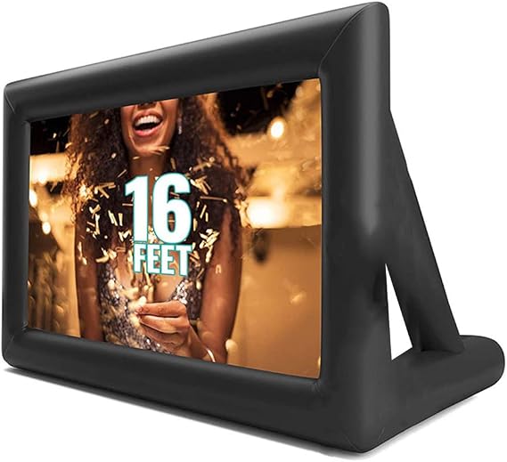 WSHA Outdoor and Parties Inflatable Projector Movie Screen, 16 FT Blow up Projection Screen with Quiet Fan and Storage Bag, Front and Rear Projection, for Backyard