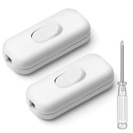 AXFEE 2PCS 6A DP Inline Cord Switch, Torpedo Switch,50V Inline Switch-White