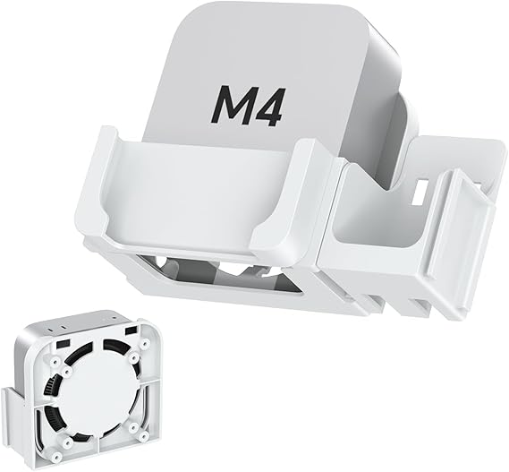 VESA Mount for Mac mini M4 with Storage Baskets – Wall & Monitor Mounting Bracket, Anti-Scratch & Non-Slip Design, Full Port Access, Compatible with VESA 75x75mm & 100x100mm, Not for M1/M2