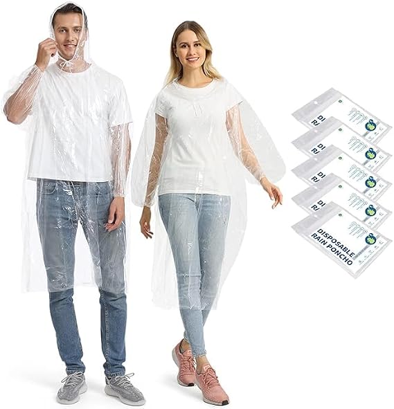 Opret Disposable Rain Ponchos, 5/8/10 pcs Emergency Raincoats Waterproof