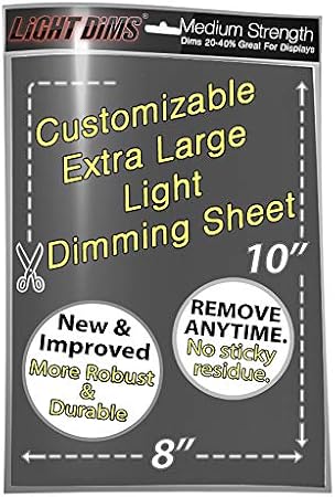 LightDims Customizable Dimming Sheets (1 Sheet) Medium Strength Dims 20-40% of Light, Extra Large Size 8x10 Retail Packaging