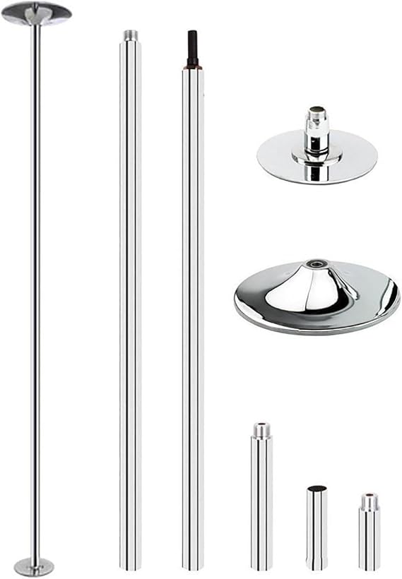 Indoor Adjustable Detachable Stripper Poles, Stripping Thickened Chrome Tube, Stripping Pole Top and Bottom with Silicone Pads
