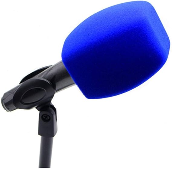 Mic Foam Covers Handheld Microphone Windscreen Large Mic Foam Pop Filters for Handheld Microphone Interview Microphones (Square, Blue)