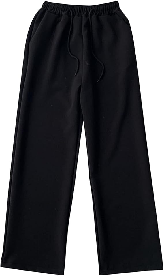 Men Casual Wide-Leg Nine-Point Suit Pants Straight Trousers Wide Pants Oversized Fashion Pure Black Old Daddy Pants