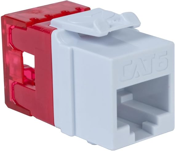 ICC CAT6 Keystone Jack with Slim Profile 180 Degree Punch Down, RJ45 UL Listed PoE++ TAA Compliant for Wall Plate or Patch Panel, Works with JackEasy Termination Tool, White