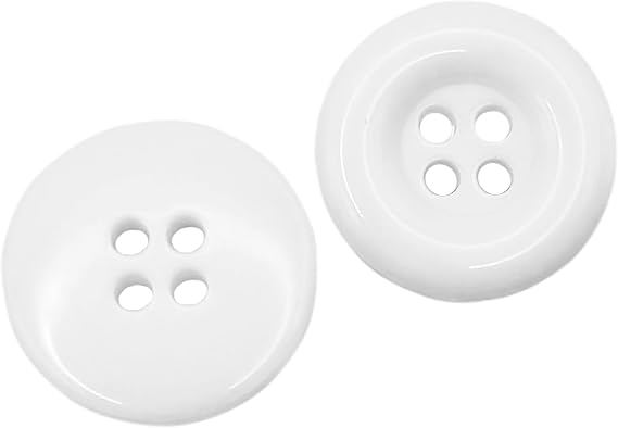 Pack of 50 White Buttons 0.75 inch for Sewing 4-Hole Uniform Buttons 30L Round Plastic Sew on Bulk Ideal for Lab Coats Pants Shorts Cardigans Blazer Skirts Craft DIY Art Projects