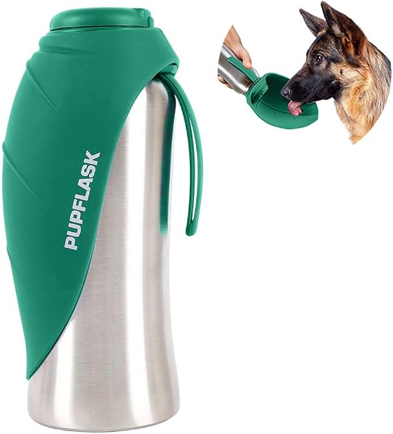 PupFlask Stainless Steel Large Dog Water Bottle | 800 or 1200 ml | Leak Proof & Breeds