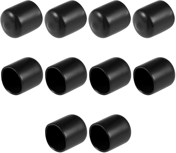 uxcell 10pcs Rubber End Caps 15mm ID Round End Cap Cover Screw Thread Protectors Black