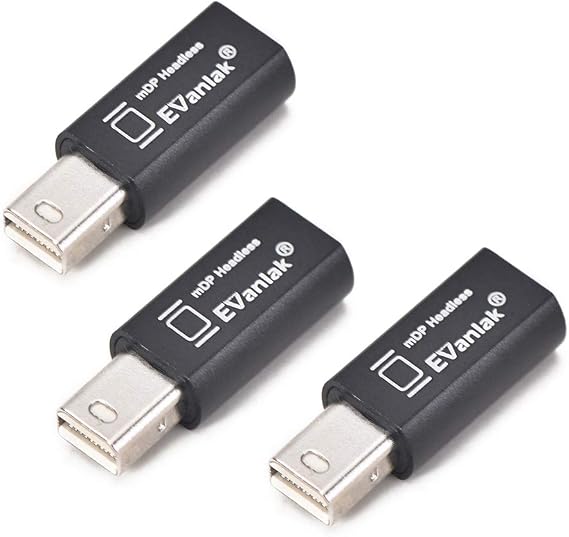 EVanlak mini disportDisplayPort Headless Ghost Display Emulator for PC 4K DP Dummy Plug (fit Headless 1080-3840x2160@17hz)