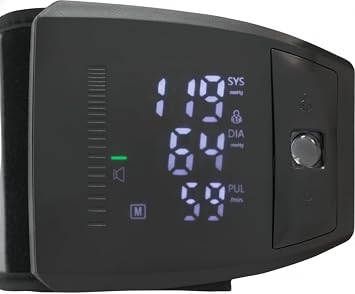 Emitter Rechargeable Wrist Blood Pressure Monitor with Voice Guidance, Digital BP Monitor for Home Use, LED Display, 2-User Memory 90 Readings, Portable Wrist BP Device