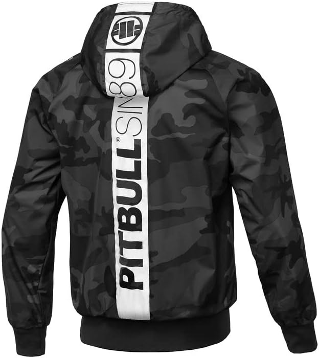 PITBULL - Mens Jacket With Hood Athletic Hilltop, Mens Jackets, Waterproof and Windproof, Zippered Pockets