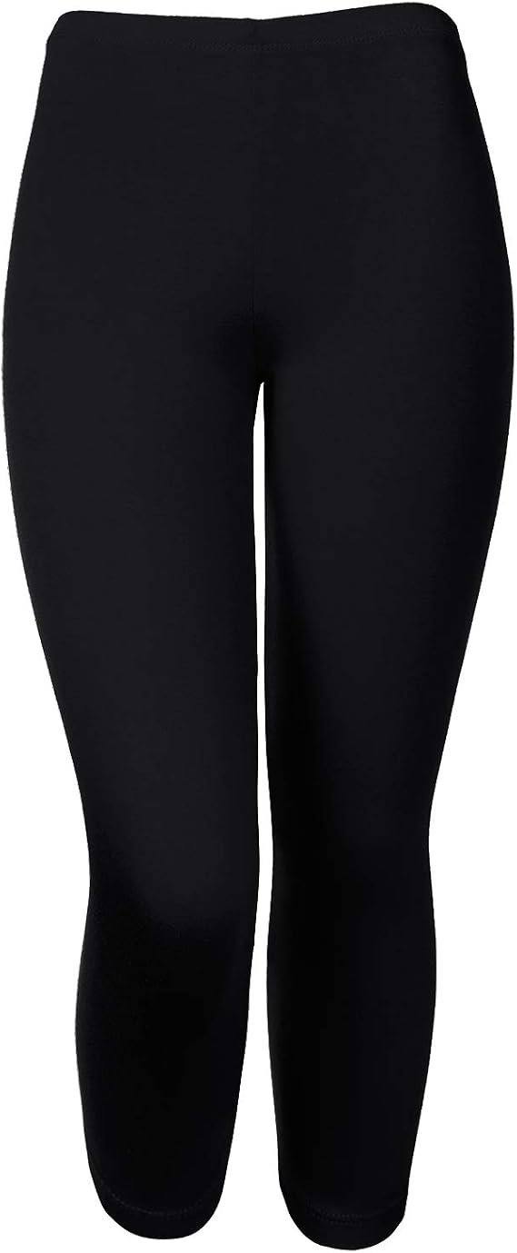 Women's High Waisted Capri Leggings Soft Cotton Solid Yoga Pants