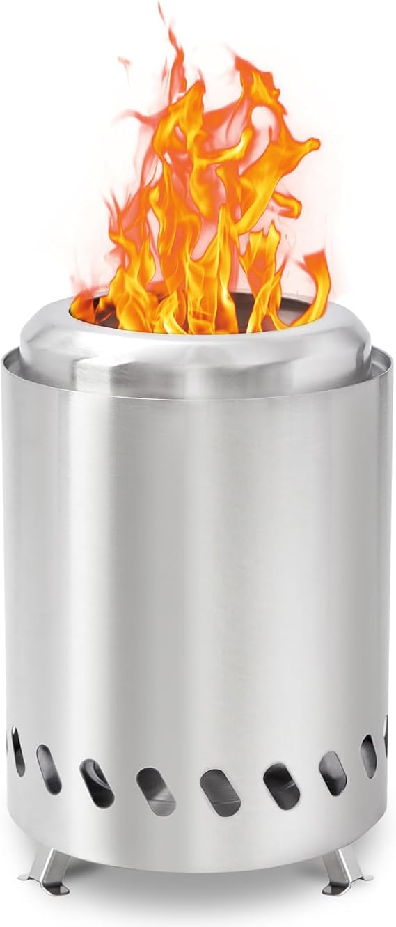 Portable Table Top Fire Pit, Smokeless Stainless Steel Firepit, Mini Outdoor Stove with Stand, Small Fire Pit for Camping, Outdoor & Patio -
