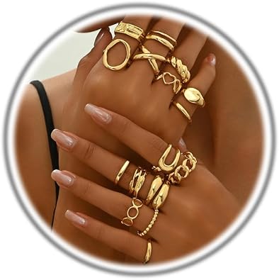 Chunky Stackable Rings Set for Women Non Tarnish Adjustable Open Stacking Knuckle Ring Chunky Joint Finger Midi Rings Pack Dainty Simple Statement Jewelry