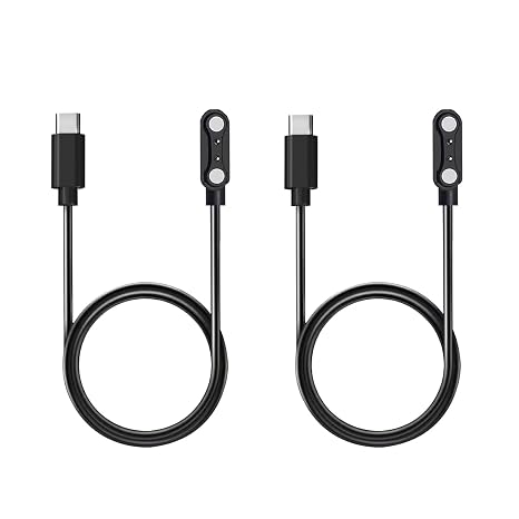 2 Pcs USB C Smart Watch Charger, 2-Pin 4 mm Magnetic Smartwatch Charging Cable, Replacement Charging Cord for Smart Watch & Fitness Tracker, Strong Magnetic Adsorption, Fast Safe Charging