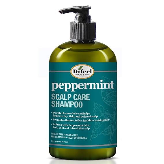 Difeel Peppermint Scalp Care Shampoo 12 oz. - Made with Natural Ingredients