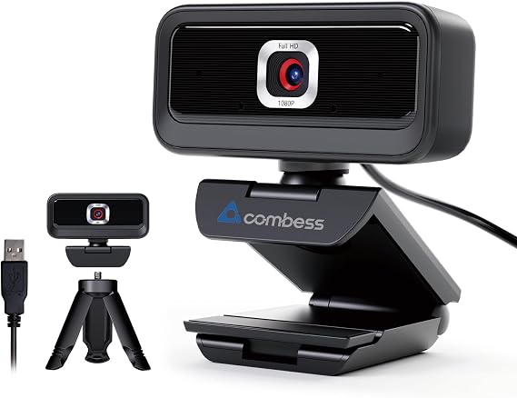 Webcam for PC, Computer Camera for Desktop, 1080P Webcam with Tripod,USB Web Cam, 2 Noise Reduction Mics, Built-in Privacy Cover,Plug&Play