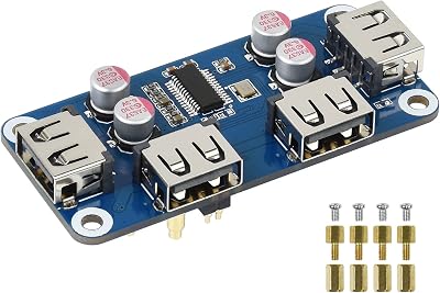 waveshare USB HUB HAT B Expansion Board for Raspberry Pi 4 B3 B3 A2 BZeroZero 2 WWWH,PC,4 USB Ports Compatible with USB2.01.1