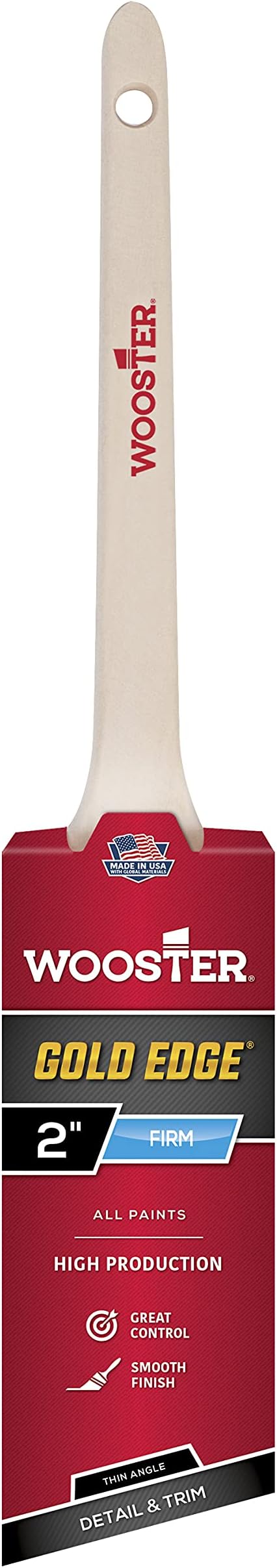 Wooster 5234-2 Series 5234 2" Edge Thin Angle Brush, 2 Inch, Gold,White
