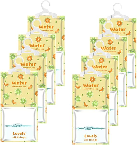 Moisture Absorbers Packets, 8 Pack - Eliminates Musty Odors for Fresher, Cleaner Air, Humidity Packs, Dessicant Packets, Hanging Closet Dehumidifier Bags(orange)
