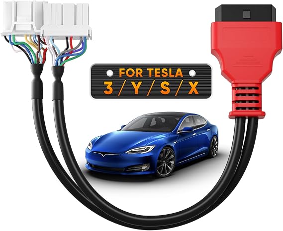 Autel Original TCAN003 Splitter Diagnostic Cable for Tesla Model 3, Y, S, X | 20 Pin + 12 Pin to 16 Pin OBDII Adapter OBD2 Connector Work with Autel Scanner MaxiSys Elite II PRO MS909 MS919 MSUltra
