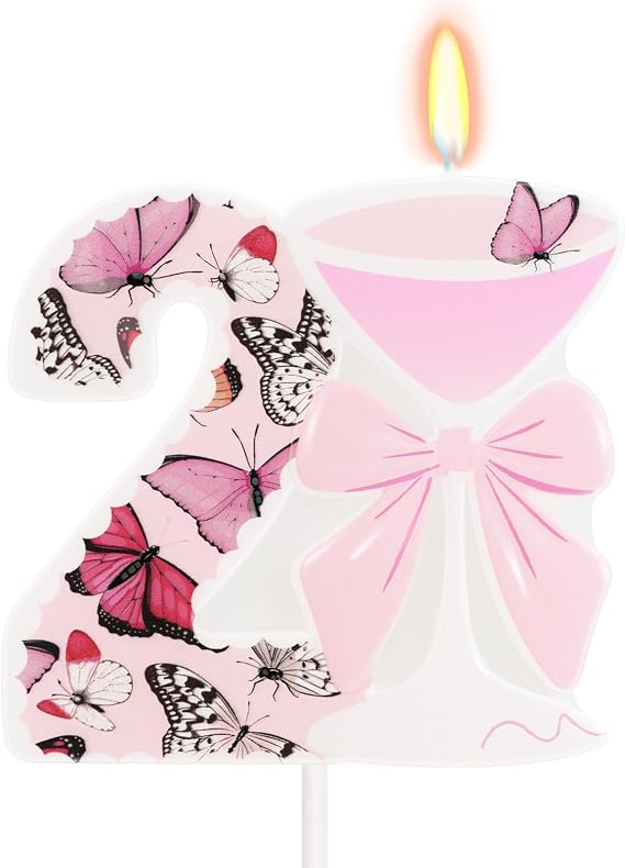 Pink Goblet Number 21 Candle, 21st Birthday Decorations for Her