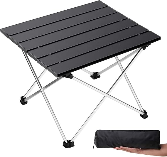 Folding Camping Table,Portable Compact Small Beach Table,Black,for Hiking,Picnic & Outdoor Cooking