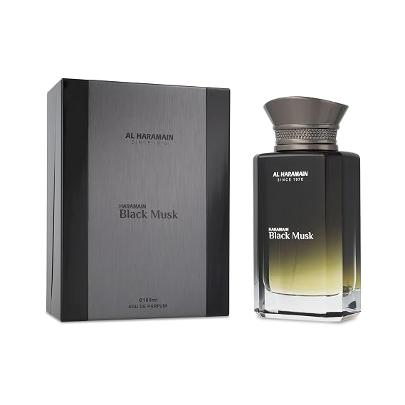 Al Haramain Black Musk - Captivating Men's Cologne with Lavender, Saffron, Agarwood, and Patchouli - Long Lasting Perfume for Men - 3.33 oz EDP Spray