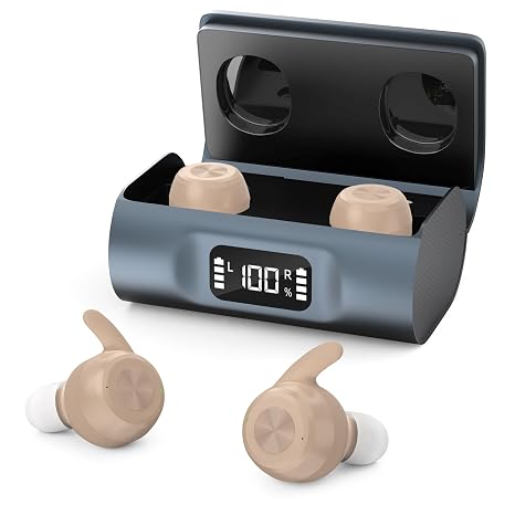 OTC Hearing Aids for Seniors & Adults - Rechargeable, 25+ Hour Battery Life, Advanced Noise Cancellation, 5-Level Volume & Memory, Clear Sound, Comfort-Fit