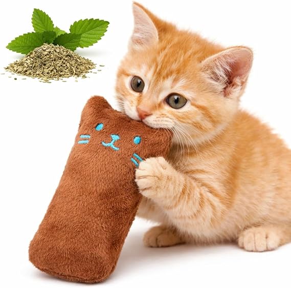 Catnip Kedi Oyuncağı Kahverengi – Sesli Peluş Kedi Oyuncak, Isırınca Ses Çıkaran Plush Cat Toy, Yumuşak Dayanıklı Mini Boy Kedi Oyuncağı, Kediler için Eğlenceli Oyuncak