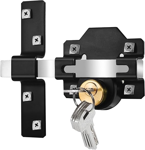 Long Throw Gate Lock, Double Sides Locking, 5 Keys Supplied (70mm)