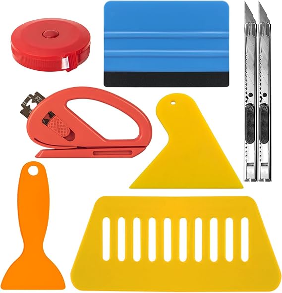 Art3d Versatile Tool Kit for Wallpaper & Vinyl Backsplash Installation, Car Vinyl Wrap Squeegee Smoothing Tools, Window Tint Application Kit with Trimming Tool, Felt Squeegee, Hard Scraper