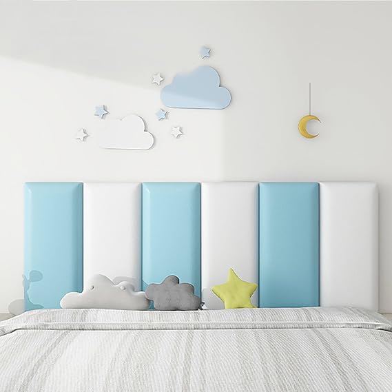 Anti-Collision Wall Cushion Self-Adhesive Upholstered Wall Padding 17.9 x 7.9 in Bedside Anti-Collision Soft Bag Peel and Stick Headboard Bedroom Wall Panels, Thickness 1.6 in(Orange,8 pcs)