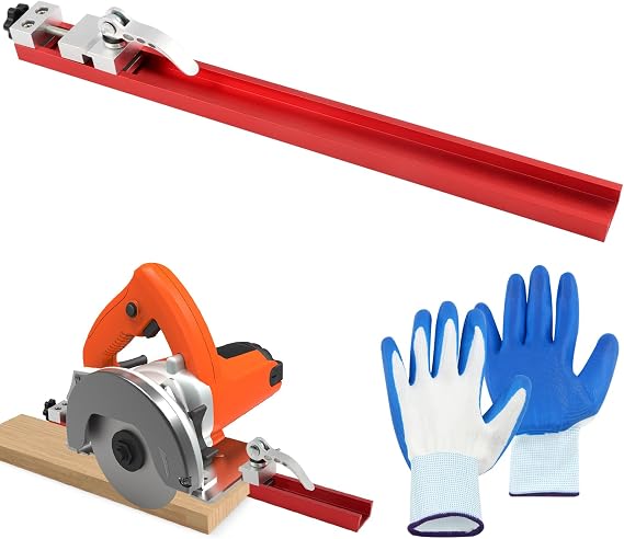 Circular Saw Guide Rail, Adjustable Cutting Machine Base Guide for 360mm Saw Base with Dual Lock, Aluminum Alloy Fence Attachment for Precision Cutt & Milling Tasks(Size:360mm)