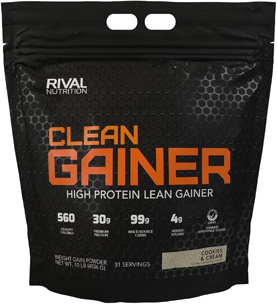 RIVAL NUTRITION Clean Gainer Protein Powder (Cookies & Cream, 10 lb)