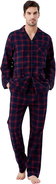 Couples Matching Pajamas Set 100% Cotton Flannel Pajamas For Couples Soft PJS with Pockets