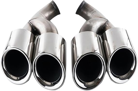 Compatible for Cayenne 958-2 2015 to 2017 Exhaust Tip Upgrade GTS Black Stainless Steel Muffler Tailpipe Nozzle(Silver A)