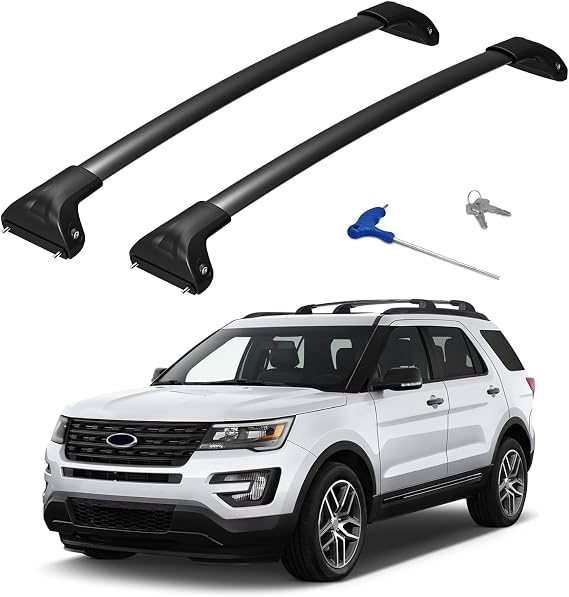 Roof Rack Cross Bars Compatible with Ford Explorer 2016-2019 | 300lbs Heavy Duty Aluminum Lockable Roof Rails Crossbars Rooftop Cargo Carrier Luggage
