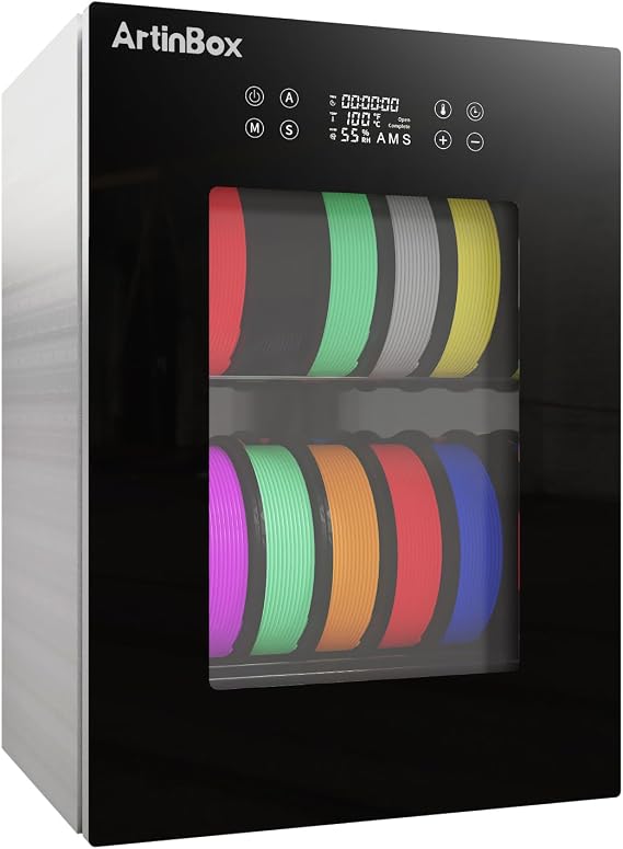 Hydryer H2O 3D Printer Filament Dryer Box, 12-Spool, Precise Temp Control from 100 to 220 F, Stainless Steel Triple Insulation, Fast Even Heating, Active Hot Circulation, Ultra-Quiet 40 dB