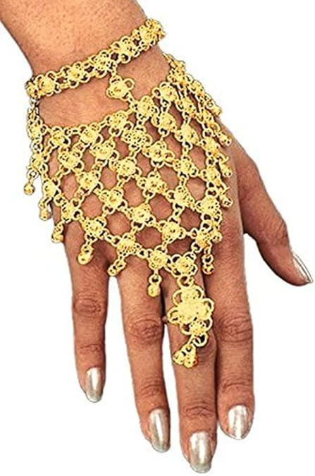 AK-Trading Indian Bollywood Style Exotic Jingle Slave Bracelet - Gold