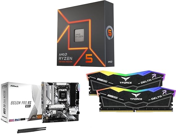 Newegg CPU Motherboard Memory Combo - Ryzen 5 7600X Bundle with B650M Pro RS WiFi and TG T-Force 16GB (2 x 8GB) 288-Pin PC RAM DDR5 6000 (PC5 48000) Memory