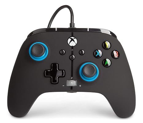 PowerA Enhanced Wired Controller for Xbox Series X|S - Blue Hint, gamepad, wired video game controller, gaming controller, Xbox Series X|S, Officially Licensed for Xbox