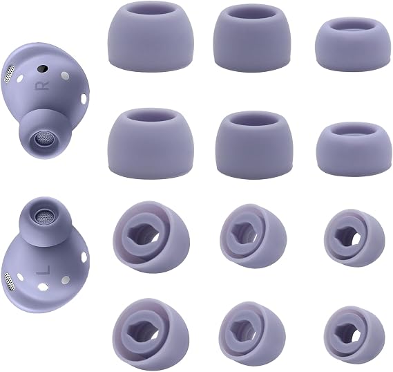 6 Pairs Replacement Eartips for Samsung Galaxy Buds Pro Headphones, Silicone Tip Earbuds Eartips Set, 3 Sizes L/M/S Ear Plugs Replacement Accessories - Purple