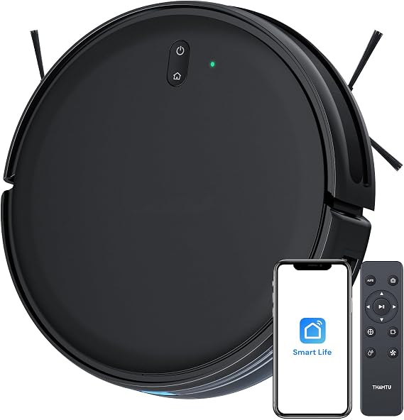 Robot Vacuum Cleaner with Smart Navigation, Powerful Robotic Vacuum Cleaner and Mop for Pet Hair, APP Control, Carpet,Voice Control, Hard Floor, Auto-Recharge