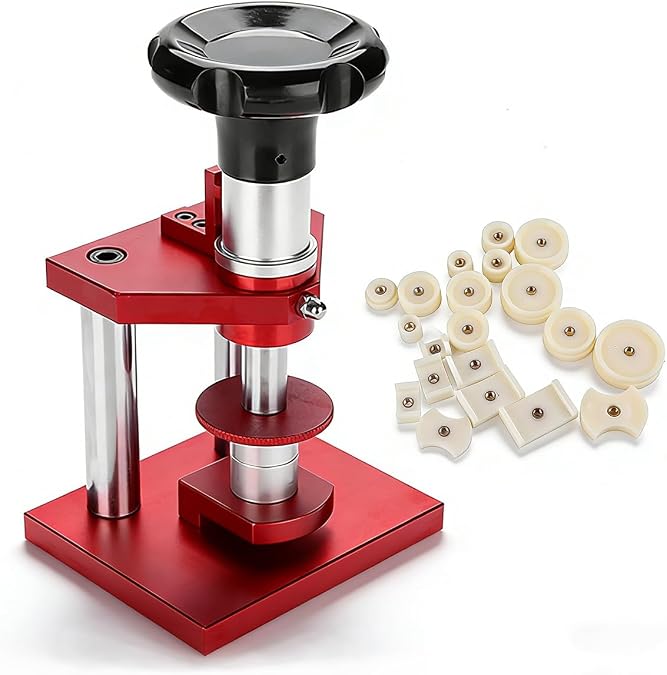 TROUVAILLE Screw Type Precise Watch Crystal Press Tool, Bezel Back Cover, Watch Press Tool with 20 Dies Pressing Repair