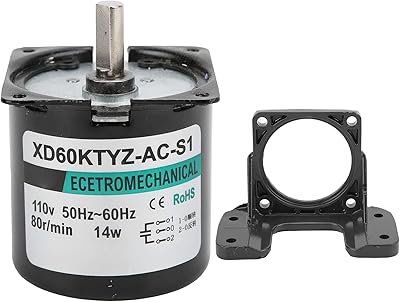 XD-60KTYZ Synchronous Synchron Motor with Bracket,Mini CW and CCW Motor Permanent Magnet AC Synchronous Motor Speed Reduction Eccentric Shaft Turntable Motor80rpmmin-AC110V
