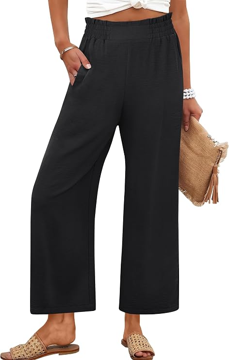 ANRABESS Womens Wide Leg Pants Cropped Work Palazzo Trousers